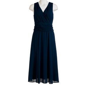 Black Chiffon Dress Sleeveless Plus Size 16W Midi‎ Length Party Cocktail Career